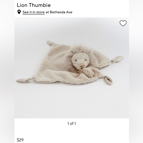 Pottery Barn Kids Toys Pottery Barn Baby Lion Thumbie Brand New